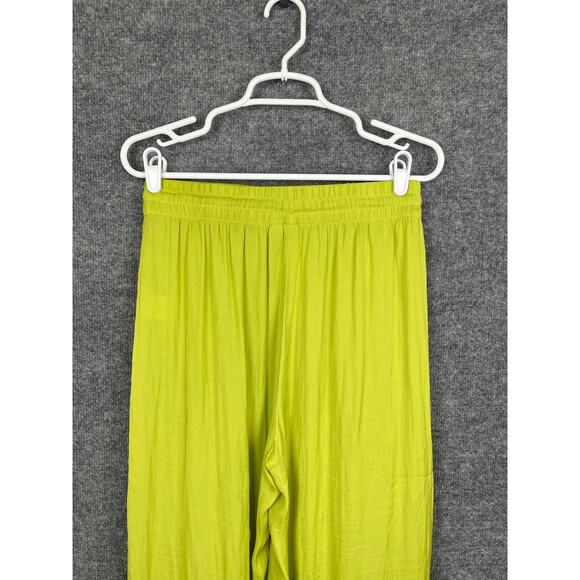 JOIE Lime Green Wide Leg Pleated Satin Pants Women's SP - Picture 6 of 12